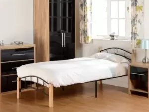 Image of Seconique Luton 3ft Single Black and Beech Metal Bed Frame