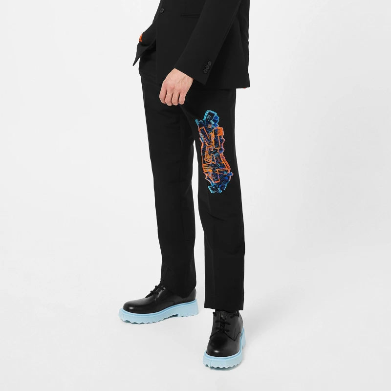 Image of Off White Mens Graf Slim Pant, Slim Fit Trousers Black/Fluo male XL