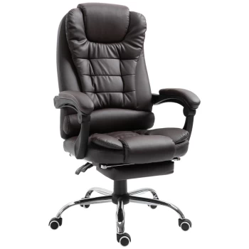 Image of HOMCOM PU Leather Executive Home Office Chair with Retractable Footrest - Brown