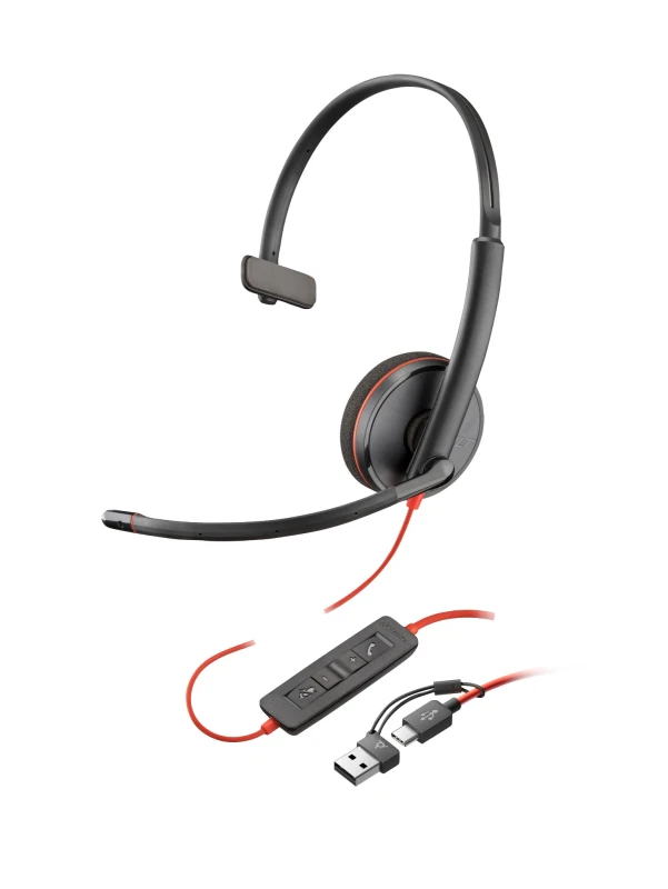 Image of HP Poly Blackwire 3210 Monaural USB-C Headset (Bulk) 80S09A6