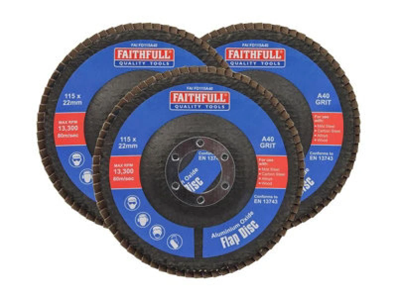 Image of Faithfull Aluminium Oxide Abrasive Flap Disc FAIFD11540A3 Diameter: 115mm