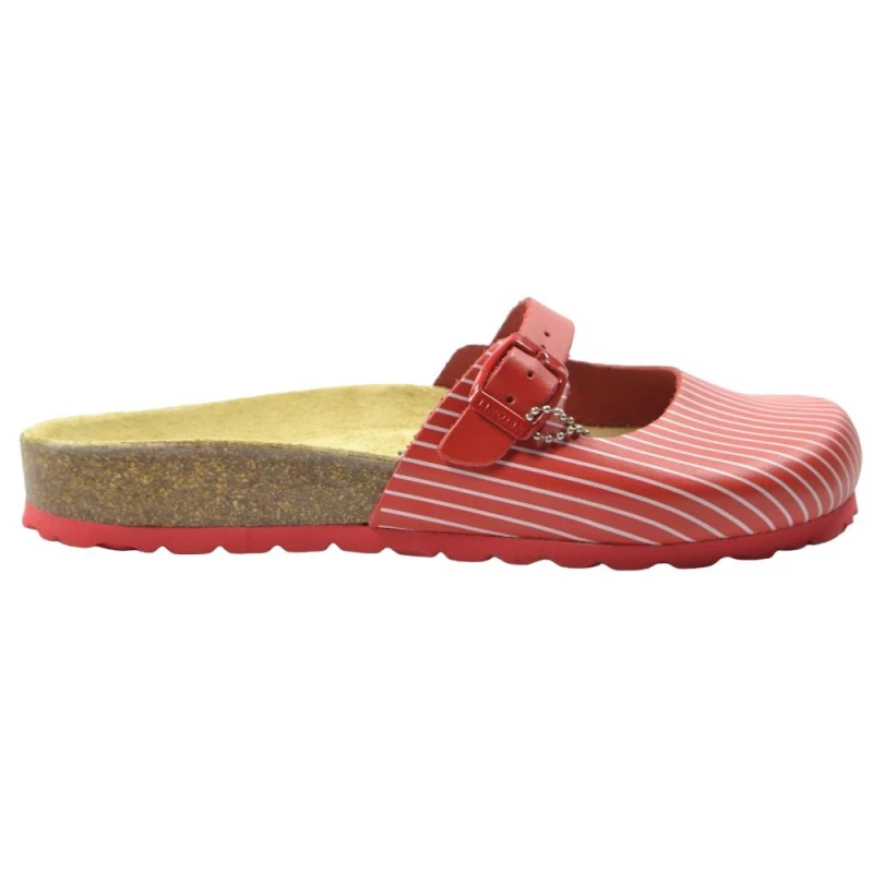 Image of Sanosan Sanosan Men Florencia Stripe Leather Sandals in Red Size: 4 Red 4 Male 5063470893188