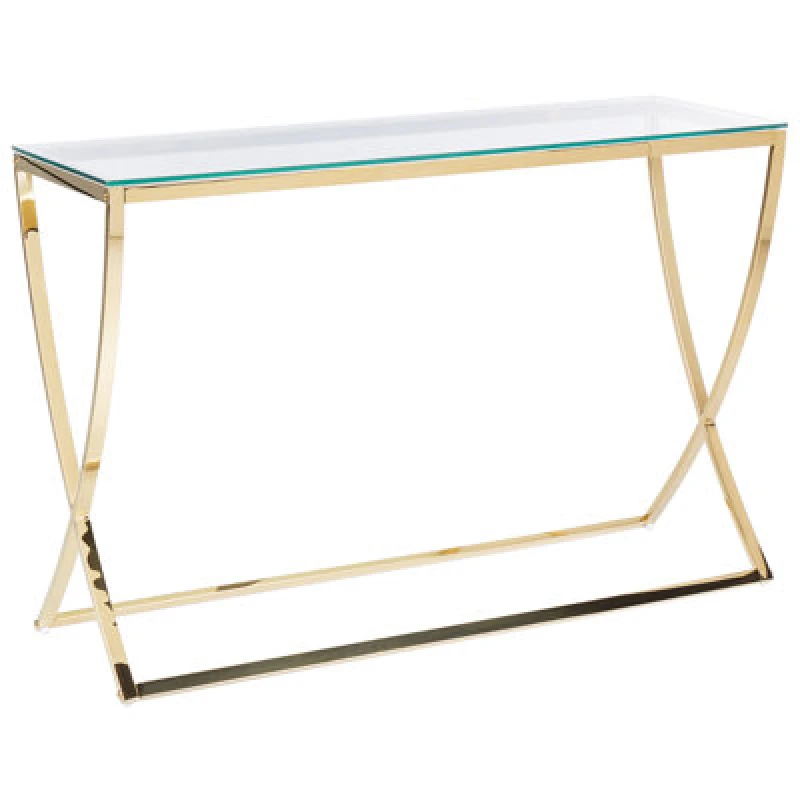 Image of Beliani Console Table Ringgold Tempered Glass Gold