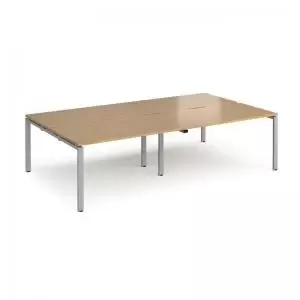 Image of Adapt double back to back desks 2800mm x 1600mm - silver frame and oak