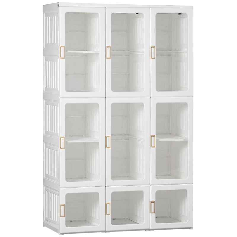 Image of HOMCOM Portable Wardrobe, Clothes Organiser with Hanging Rods, White White