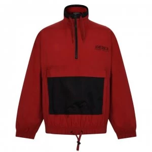 image of PERRY ELLIS Quarter Zip Nylon Anorak - Red D017WAE