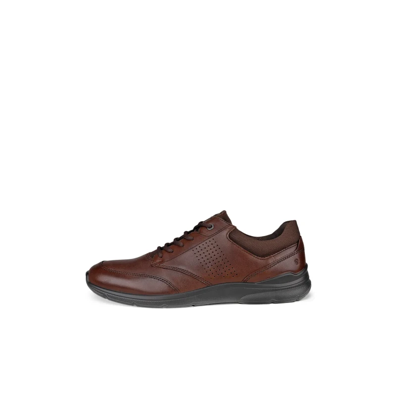 Image of Ecco Irving 511734 Leather Mens Lace Up Trainers - Cocoa Brown Coffee - Size:UK 8-8.5