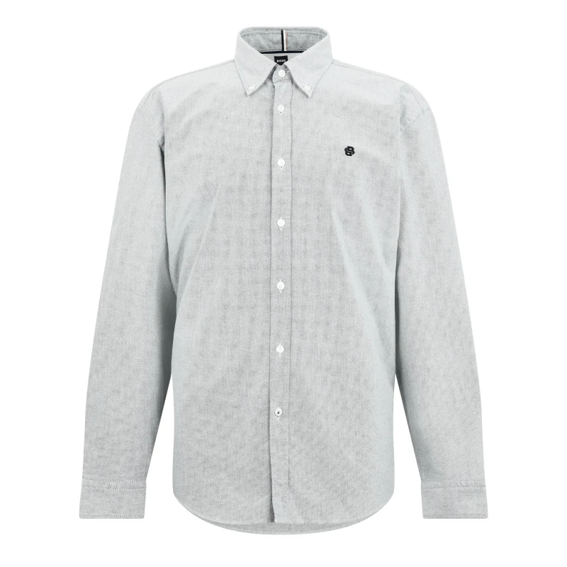 Image of Boss Mens Long Sleeve Oxford Shirt Dark Blue male L