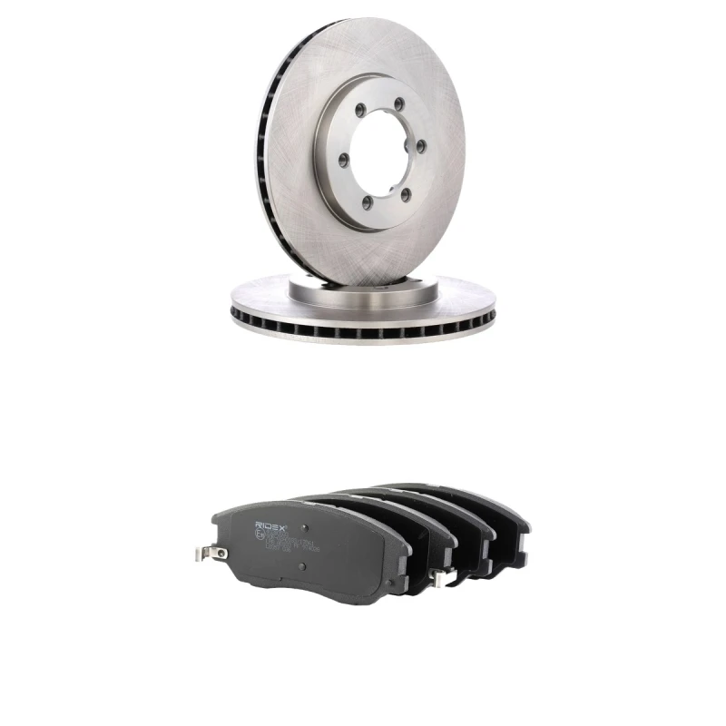 Image of RIDEX 3405B3221 Brake disc and pads set Front Axle, Brake Disc Type: internally vented, incl. wear warning contact Brake Set,disc brakes (3405)
