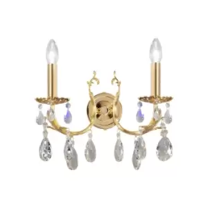 Image of Victoria Classic Crystal Candle Wall Light Polished Gold, 2x E14