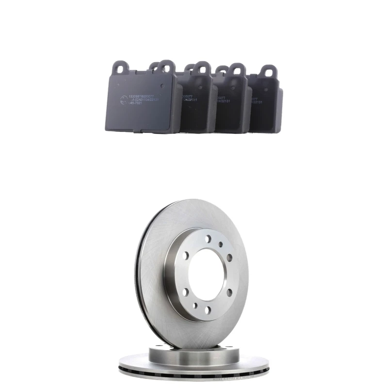 Image of RIDEX 3405B3245 Brake disc and pads set Front Axle, Brake Disc Type: Vented, not prepared for wear warning indicator Brake Set,disc brakes (3405)