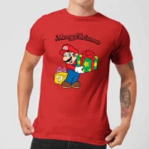 Image of Nintendo Super Mario Mario Merry Christmas Red T-Shirt - L - Red