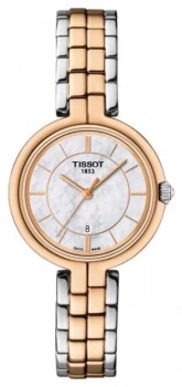 Tissot Womens Flamingo Rose Gold Plated MOP Dial Two Tone Watch