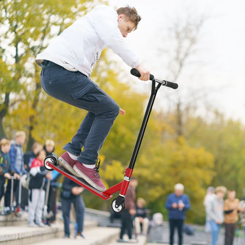 Image of HOMCOM HOMCOM Stunt Scooter Entry Level Tricks Scooter for 14+ Beginners in Red Red One Size Unisex 5063603031371