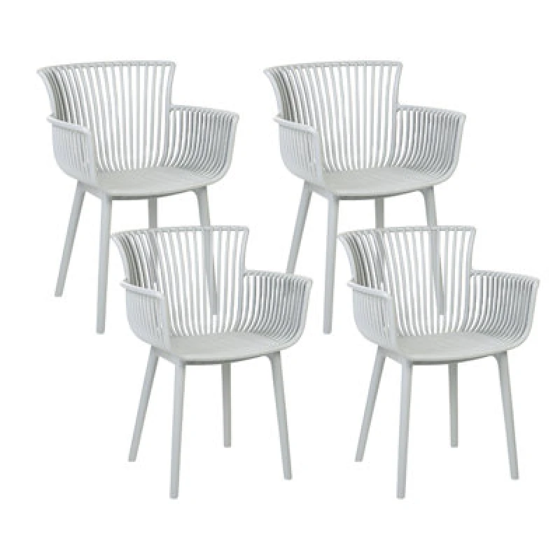Image of Beliani Set Of 4 Garden Chairs Pesaro Light Grey