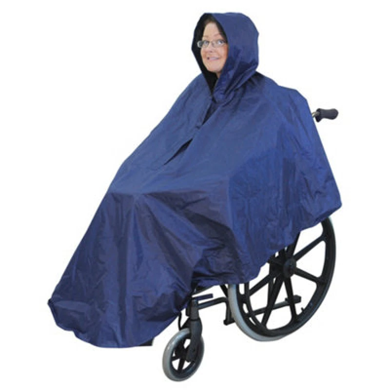 Image of Loops Blue Polyester Wheelchair Poncho - Waterproof Fabric - Machine Washable Multi