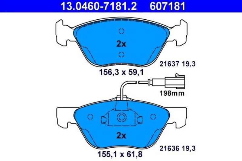 Image of ATE 13.0460-7181.2 Brake pad set incl. wear warning contact Brake Pad Set,disc brake (402)