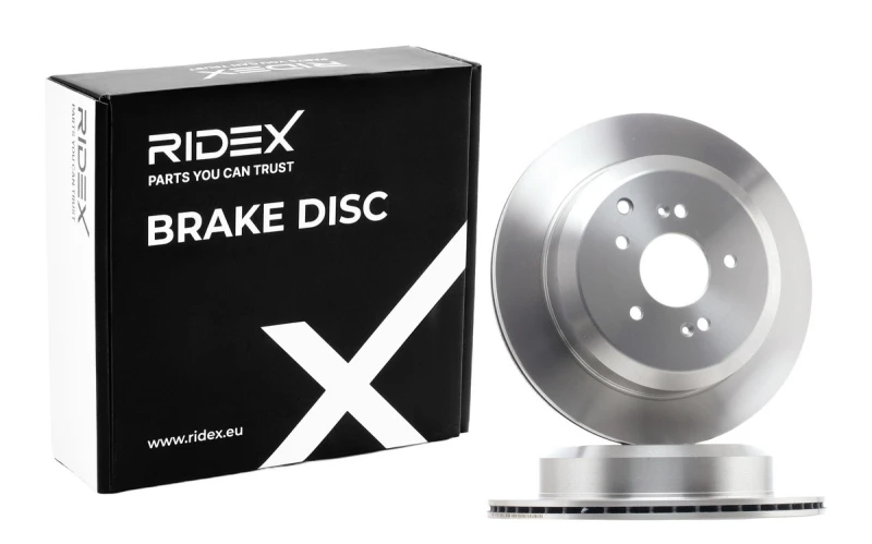 Image of RIDEX 82B1029 Brake disc Rear Axle, Vented, Cast Iron, Uncoated, Untreated, without bolts/screws Cast Iron Brake Disc (82)