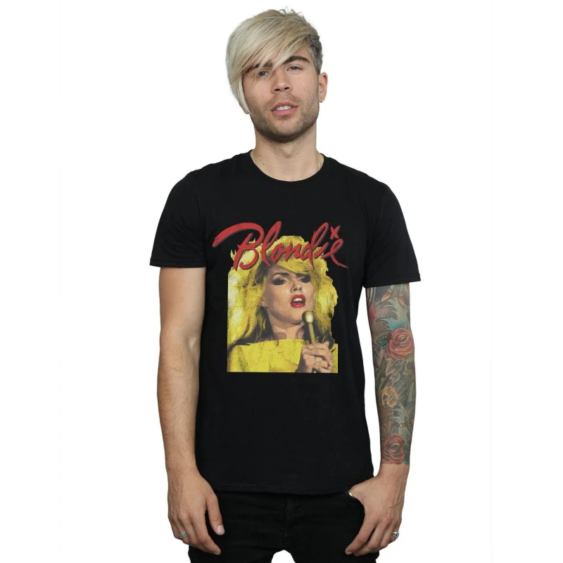Image of Blondie Blondie Men Singing With Mic T-Shirt in Black Size: Small Black S Male 5059276926120