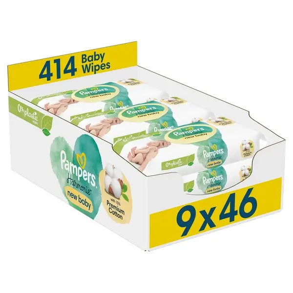 Image of Pampers Harmonie New Baby 9x46 Baby Wipes