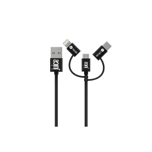 Image of Juice 2M 3 in 1 Cable - Mico-Usb Type-C and Lightning - Black