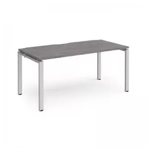 image of Adapt single desk 1600mm x 800mm - silver frame and grey oak top