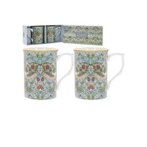 Strawberry Thief Teal Mugs Set 2 By Lesser & Pavey