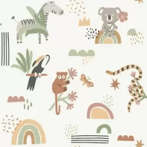 image of Holden Decor Abstract Animals Sage/Beige Wallpaper