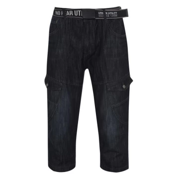 image of No Fear Belted Cargo Shorts Mens - Dark Wash