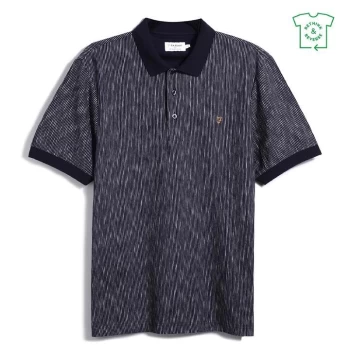 image of Farah Terry Short Sleeve Polo Shirt - Blue