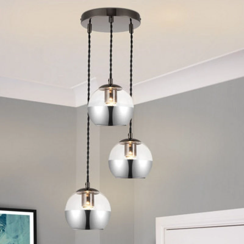 Image of Cosylyte Marlo 3 Light Modern Smoky Glass Pendant Light - Matt Black Base
