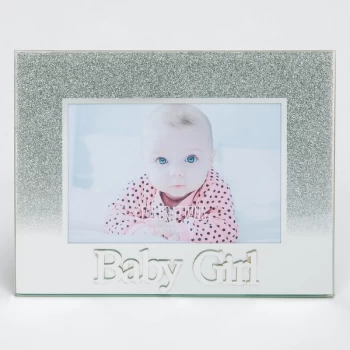 5" x 3.5" Silver Glitter Glass Frame - Baby Girl