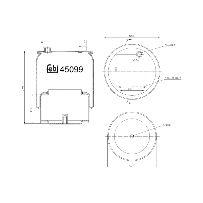 Image of FEBI BILSTEIN 45099 Boot, air suspension Rear Axle Boot,air suspension (324)