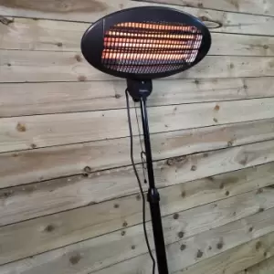 image of 2m 2,000w Free Standing Extendable Black Electric Outdoor Garden / Patio Heater