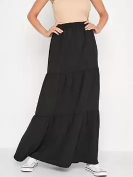 Long Tall Sally Long Tall Sally Crepe Tiered Maxi Skirt - Black, Size 14, Women