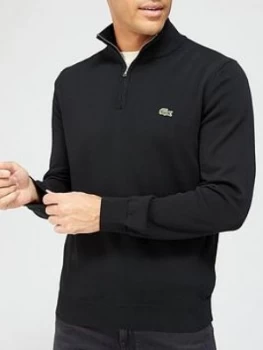 Image of Lacoste Half Zip Knit Jumper - Black
