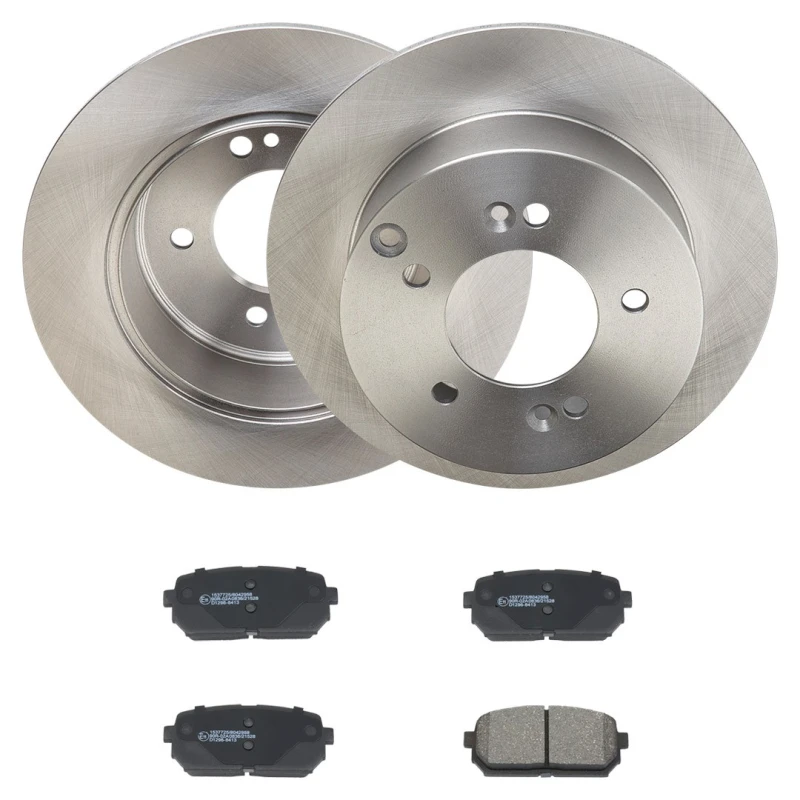 Image of RIDEX 3405B2399 Brake disc and pads set Rear Axle, Brake Disc Type: Solid, with acoustic wear warning Brake Set,disc brakes (3405)
