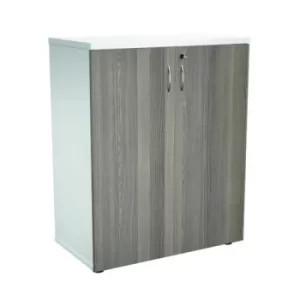 image of Jemini Wooden Cupboard 800x450x730mm White/Grey Oak KF811299