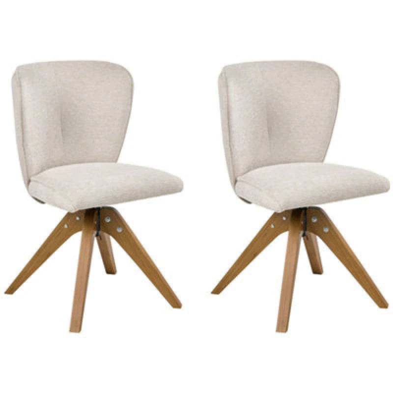 Image of Beliani Set Of 2 Dining Chairs Swivel Coso Fabric Light Beige