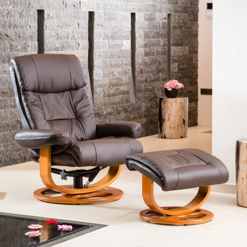 Image of Artemis Home Barriston Swivel Recliner & Footstool in Brown Brown Unisex