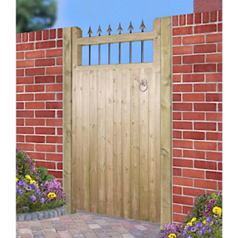 Image of Burbage Iron Craft Hampto Tall Single Wooden Garden Gate 750mm Wide X 1800mm High Hat10