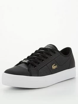 image of Lacoste Ziane Plus Grand Leather Trainer - Black White, Black/White, Size 3, Women