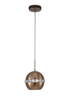 image of Dome Ceiling Pendant E27 Satin Copper, Crystal