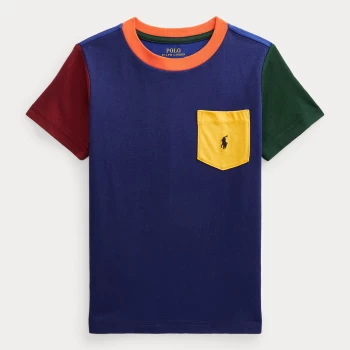 Image of Ralph Lauren Boys' Colour Block T-Shirt - Fall Royal Multi - 14-16 Years