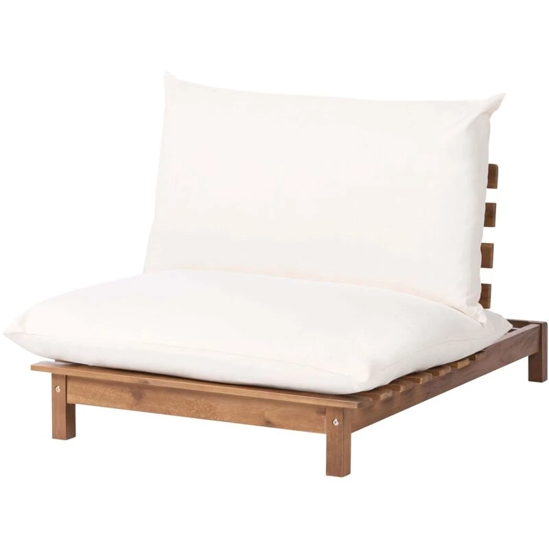 Image of Beliani Sun Lounger With Cushion Suno Acacia Wood Light Brown
