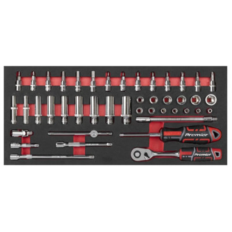 Image of Sealey Premier 44 Piece 1/4" Drive Socket Set in Module Tray TBT40 Drive: 1/4"