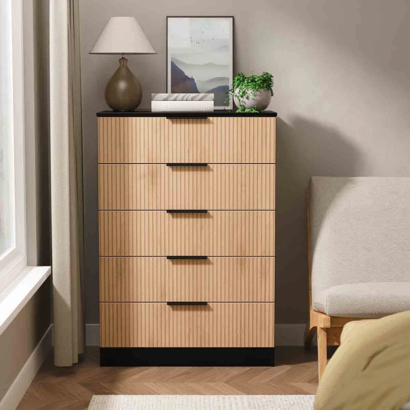 Image of Welcome Furniture Ready Assembled Java 5 Drawer Chest, Black JAV012SEBK