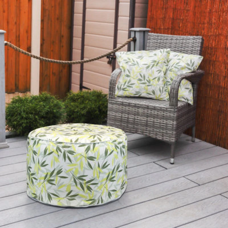Image of Streetwize Green/Grey Leaf Print Inflatable Ottoman Green One Size