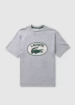 image of Lacoste Mens Monogram Logo T-Shirt In Grey