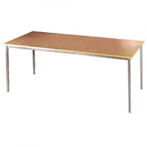 Image of Dams International Straight Table with Beech Coloured MFC & Steel Top and Silver Frame Flexi 1600 x 800 x 720mm